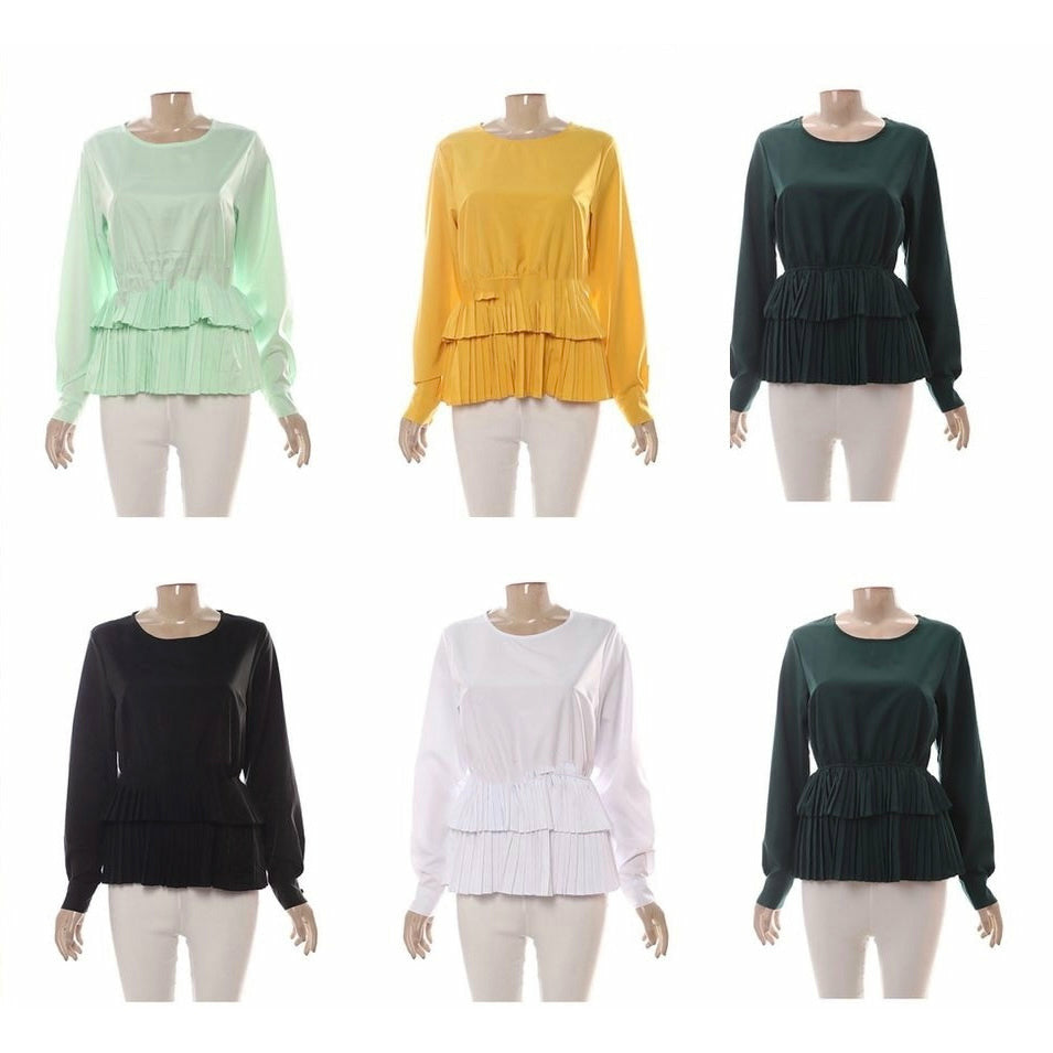 Round Neck Long Sleeve Blouse