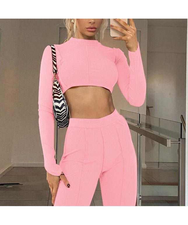 Chain Crop Top And Pants Outfit Sexy Tracksuit Set