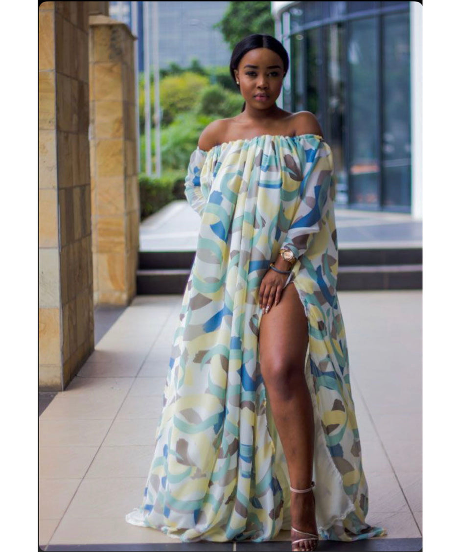 Side Slit Off Shoulder Dress