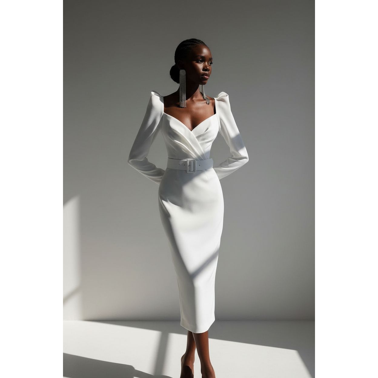 V Neck Long Sleeve Pencil Dress – YELLOW SUB TRADING