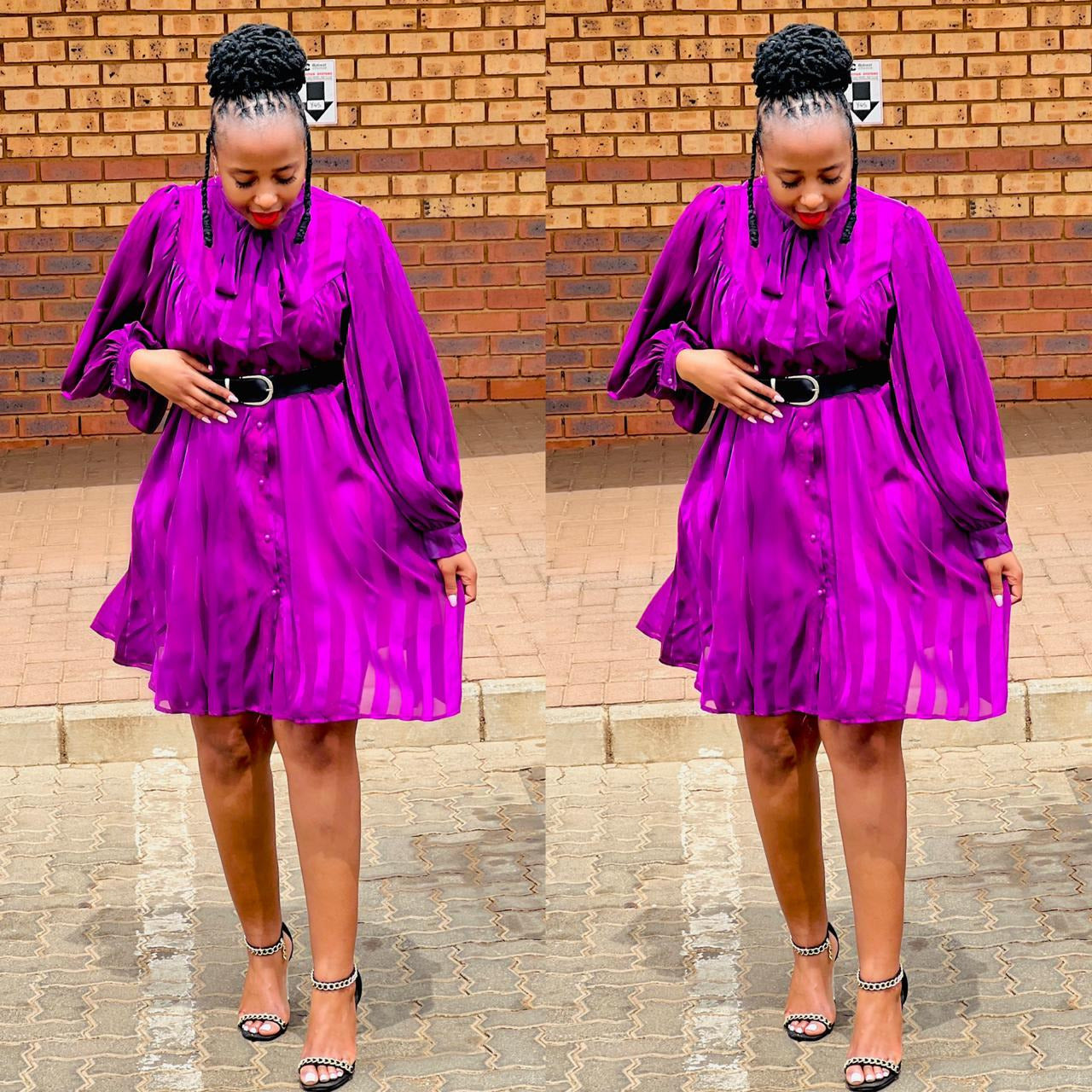 Button Detailed Midi Bubble Dress