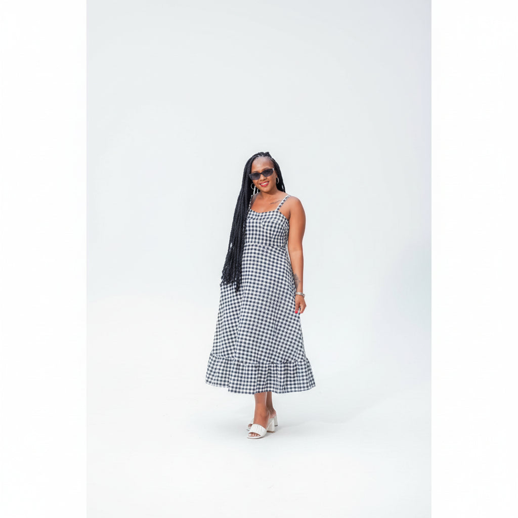 Plaid Printed Long Summer Dress