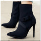 Pointed Toe Buckle Stiletto Heel Ankle Boots