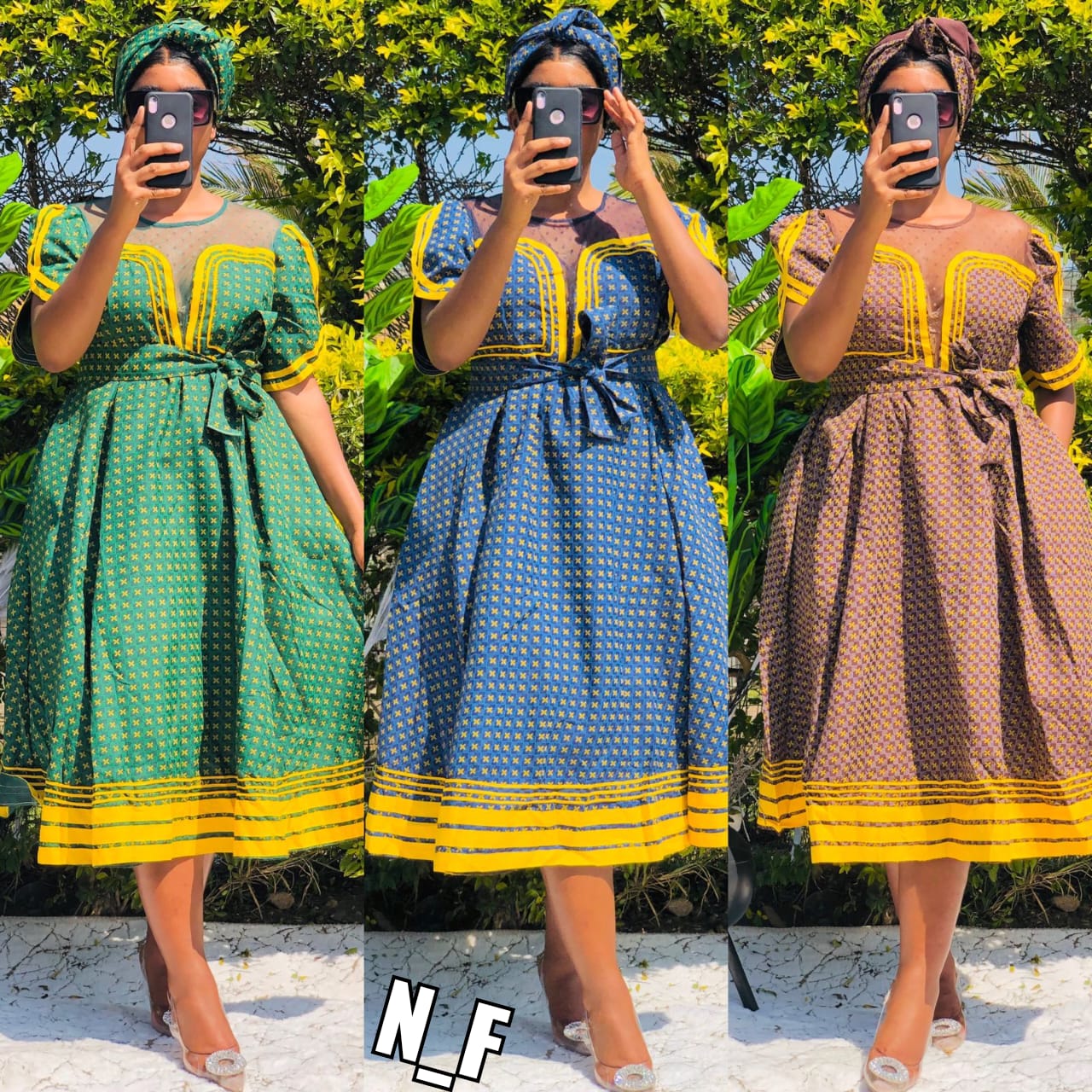 Round Neck Short Sleeve Ankara Dress