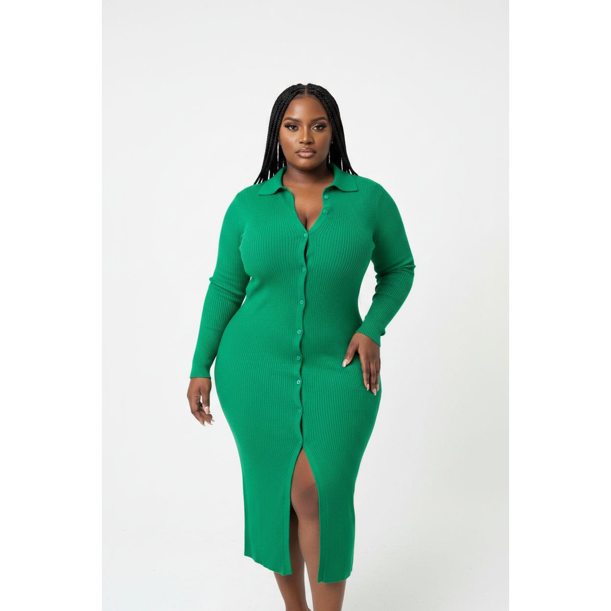 Button Detail Sweater Dress