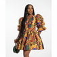 V-Neck Mini Ankara Dress