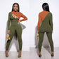 Color Stitched Bodycon Jumpsuit