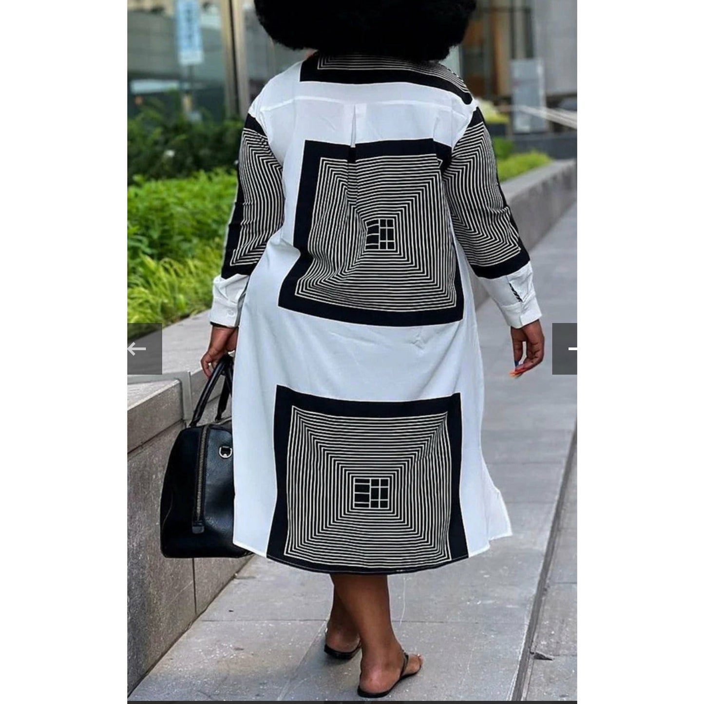 Square Abstract Print Plus-size Shirt Dress