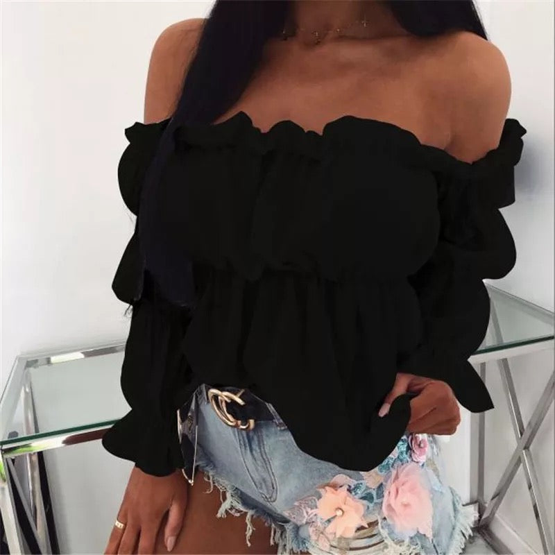 Long Sleeve Off Shoulder Blouse