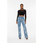 Rockmore Striped Print Bottom Split Jeans
