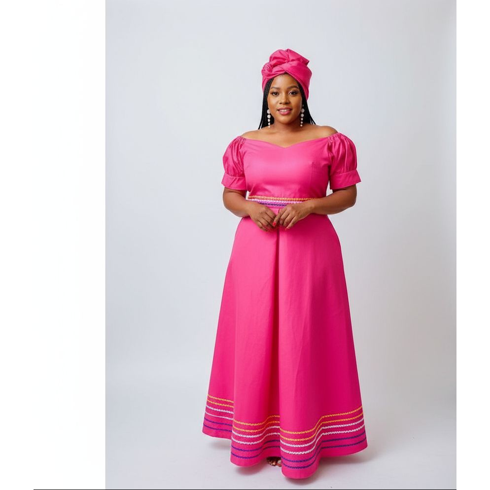 Off Shoulder 3 Quart Sleeve Ankara Dress