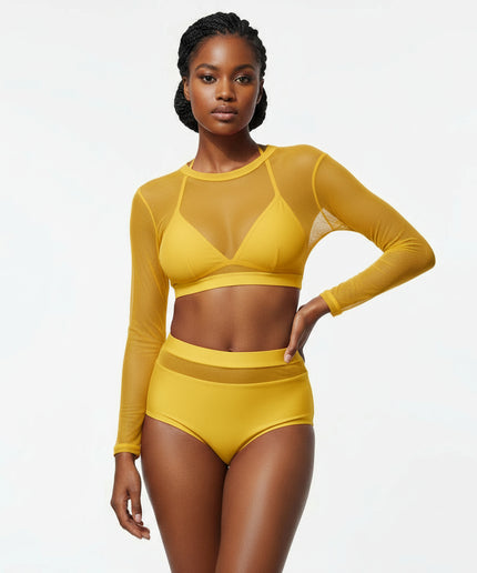 Mesh Crop Top and Shorts Bikini – YELLOW SUB TRADING