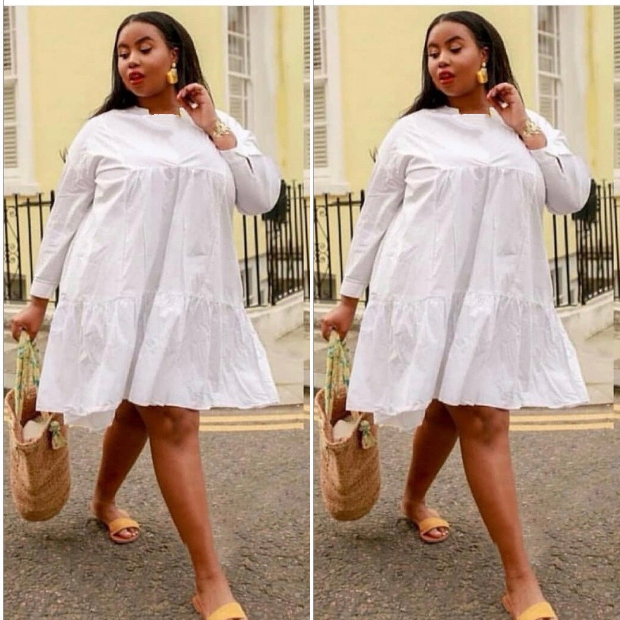 Round Neck Midi Bubble Dress