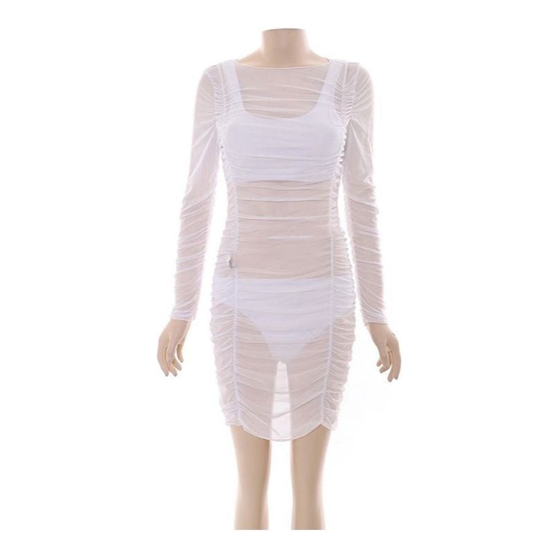 See Through Coverup and Bikini 3Pcs Set