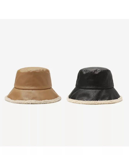 Winter Faux Leather Bucket Hat