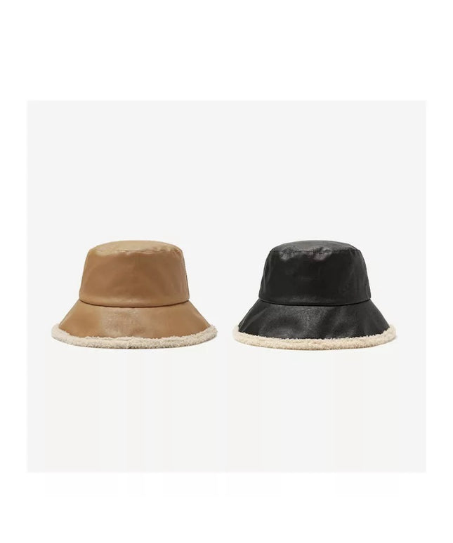 Winter Faux Leather Bucket Hat