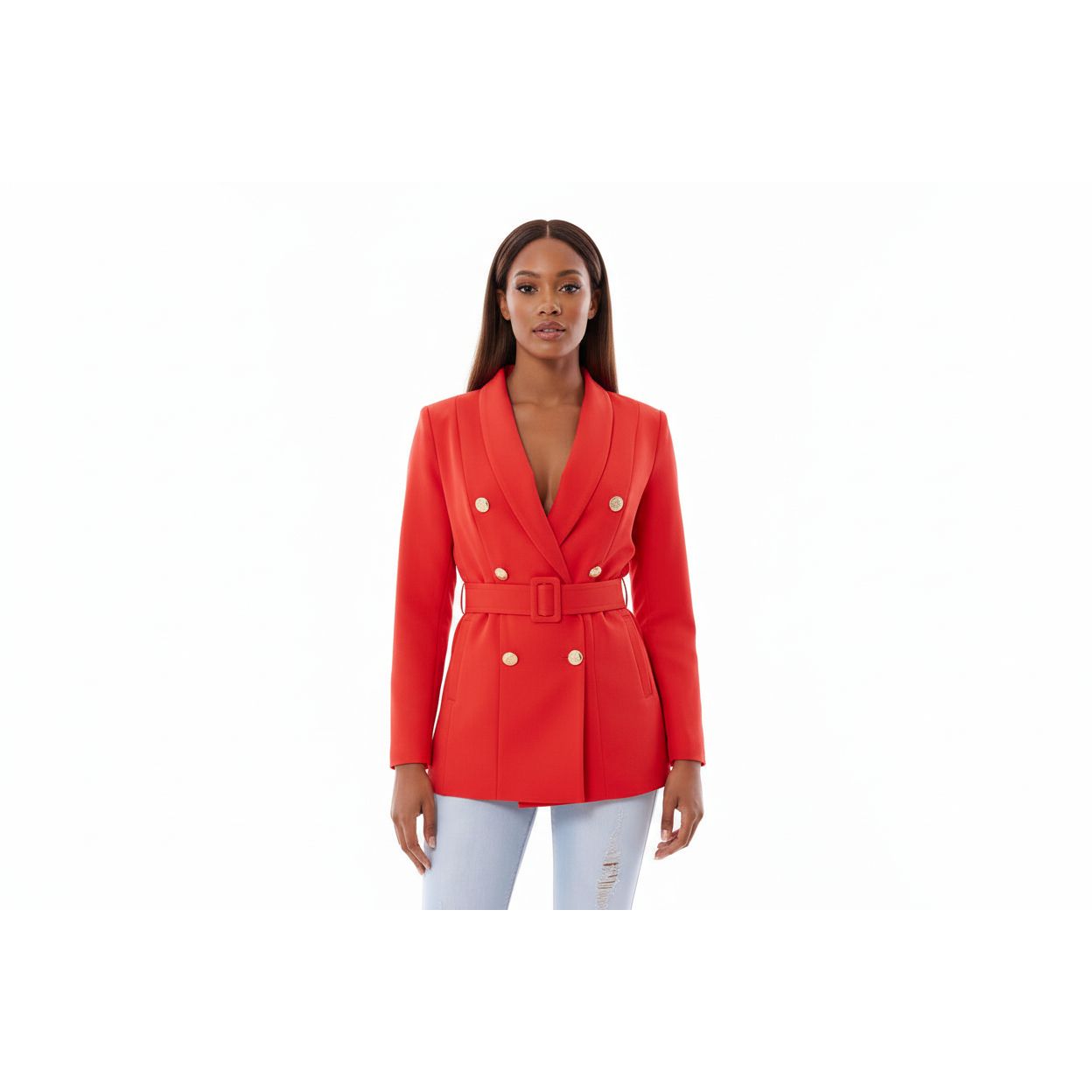 Double Breasted Belted Blazer