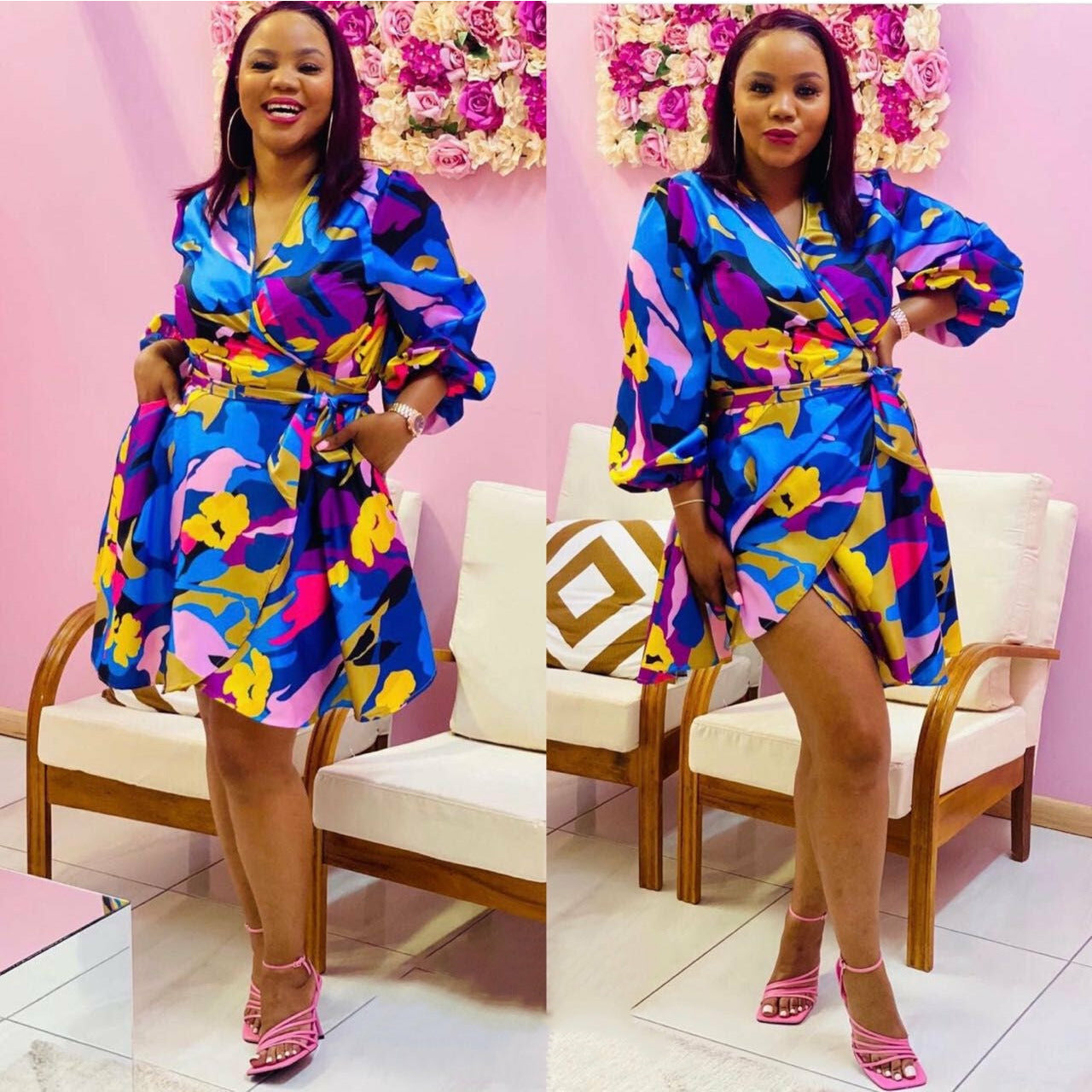 Wrap Around Floral Mini Dress