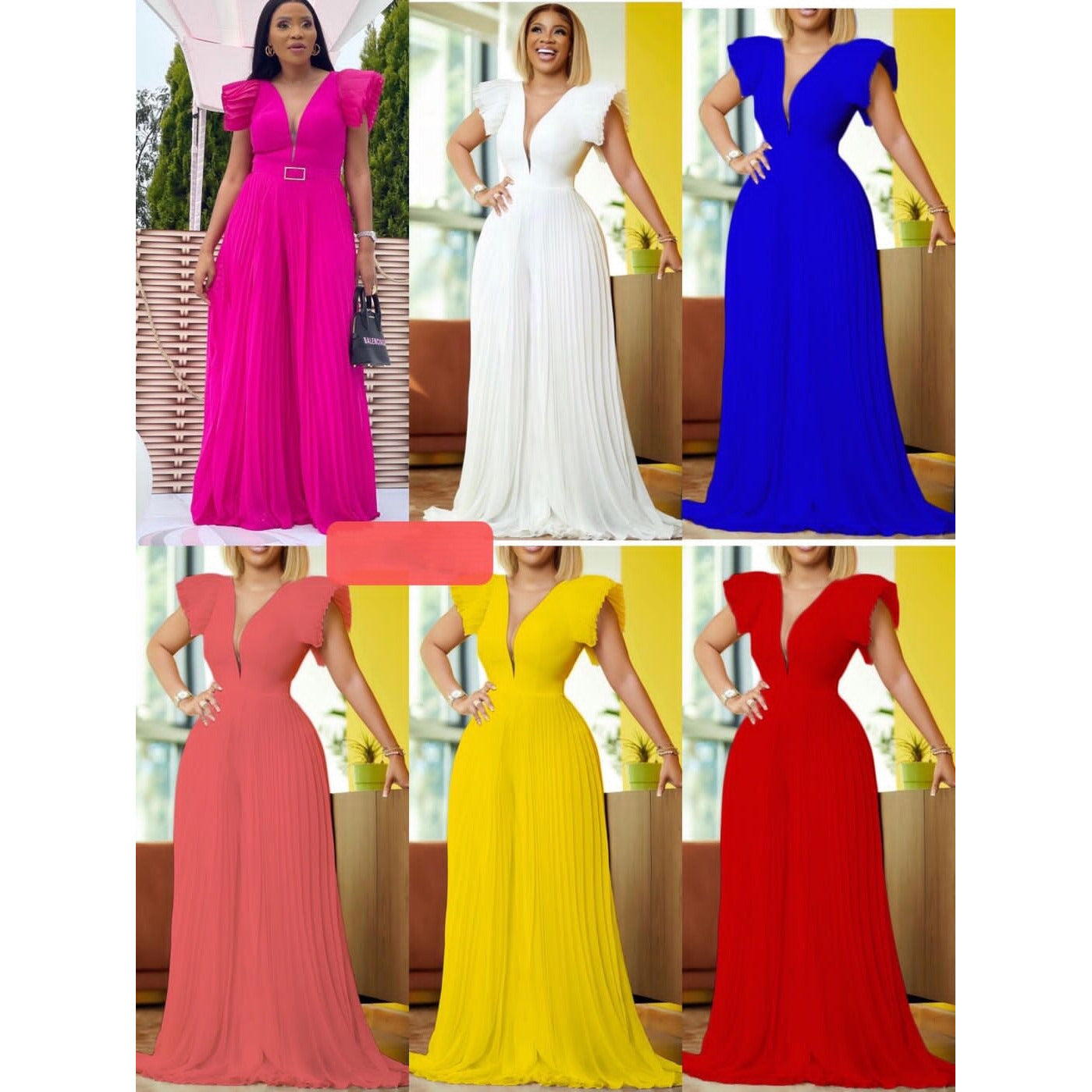 V-Neck Palazzo Overall Jumpsuit