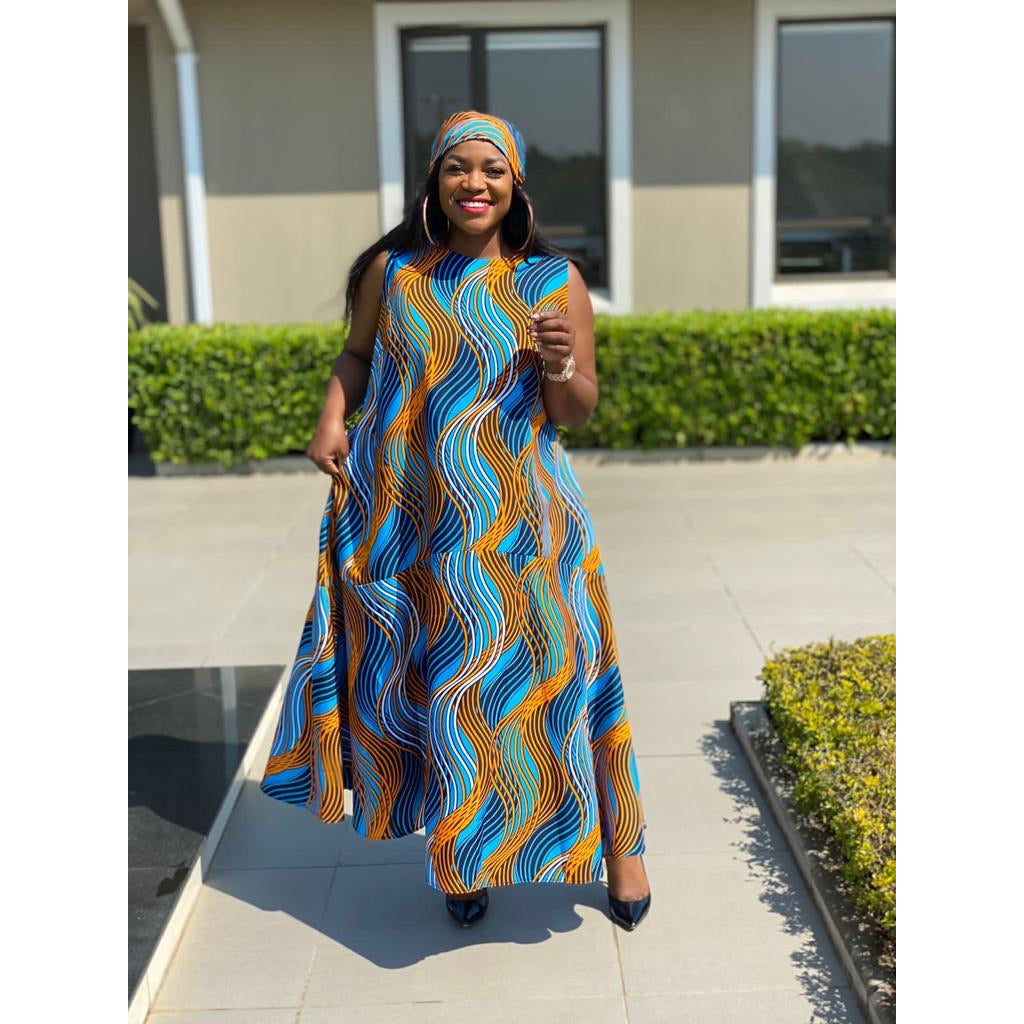Sleeveless Bubble Ankara Dress