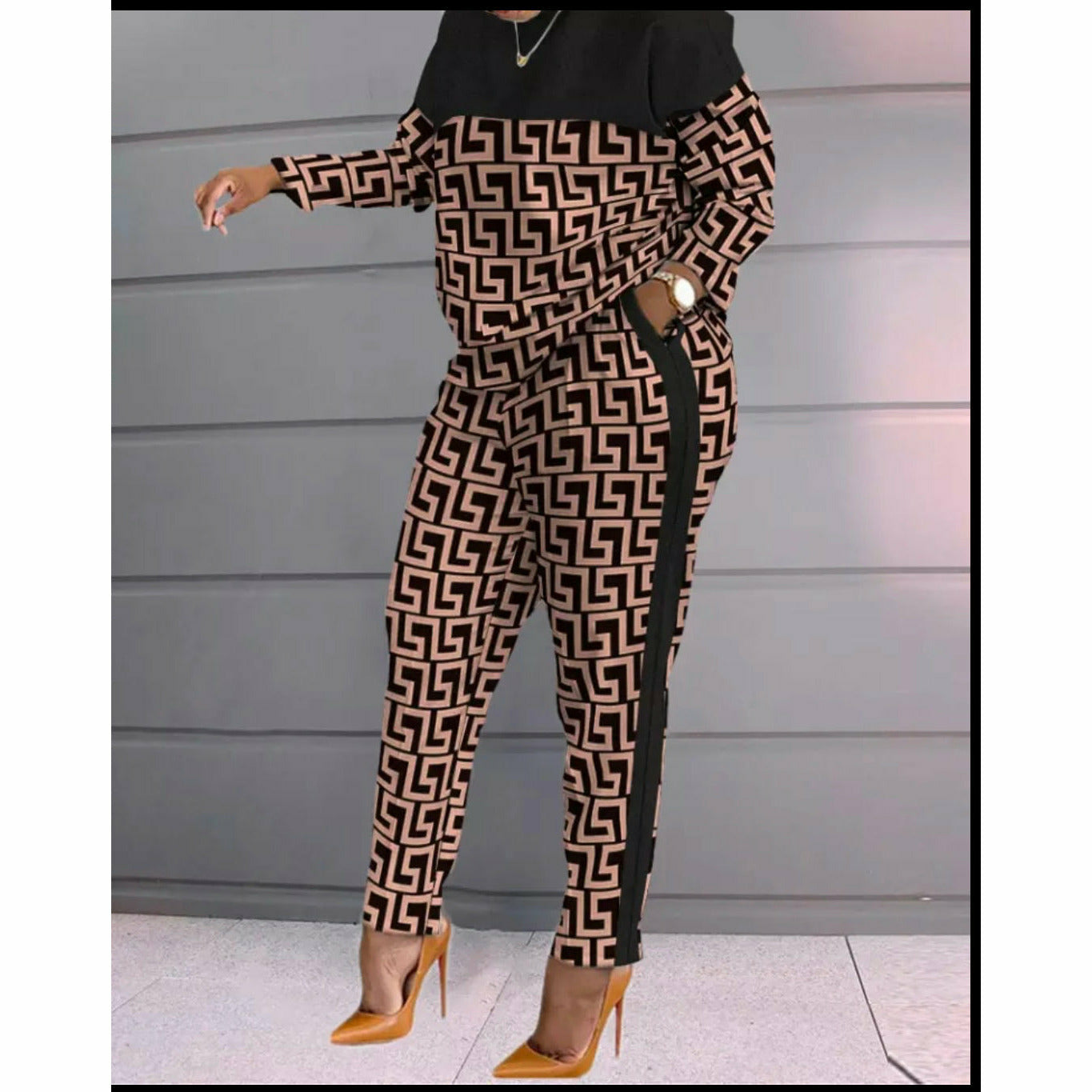 Casual Print Long Sleeve Two Pieces