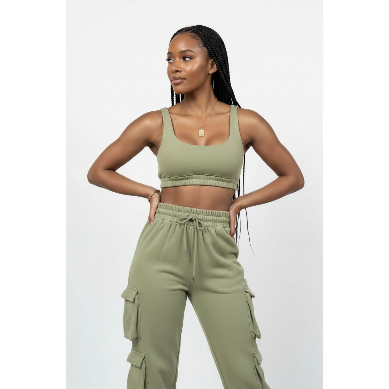 Crop top and pocket Pant Tracksuit Set