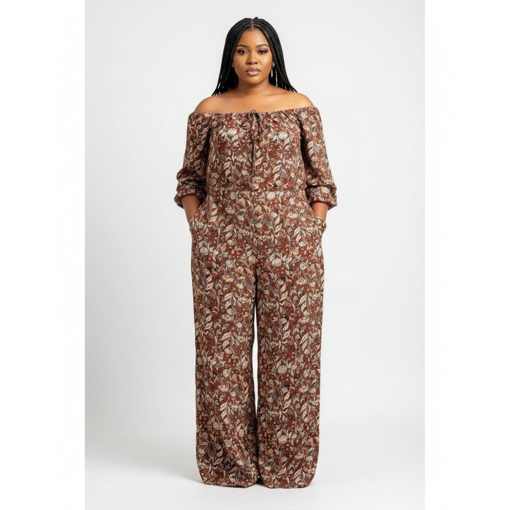 Printed Off Shoulder Jumpsuit