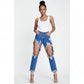 High Waisted Cut out Ripped Jeans