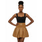 PU Pleated Short Mine Skirt