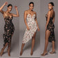 Floral Printed Sexy Strapless Midi Dress
