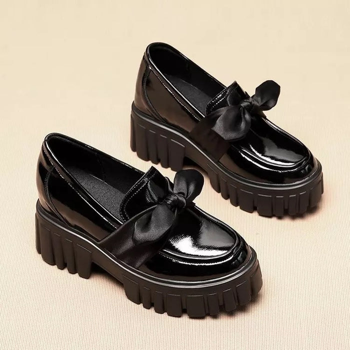 Bowknot Platform Oxford Glossy Shoes — YELLOW SUB TRADING