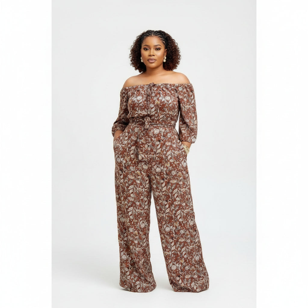 Printed Off Shoulder Jumpsuit