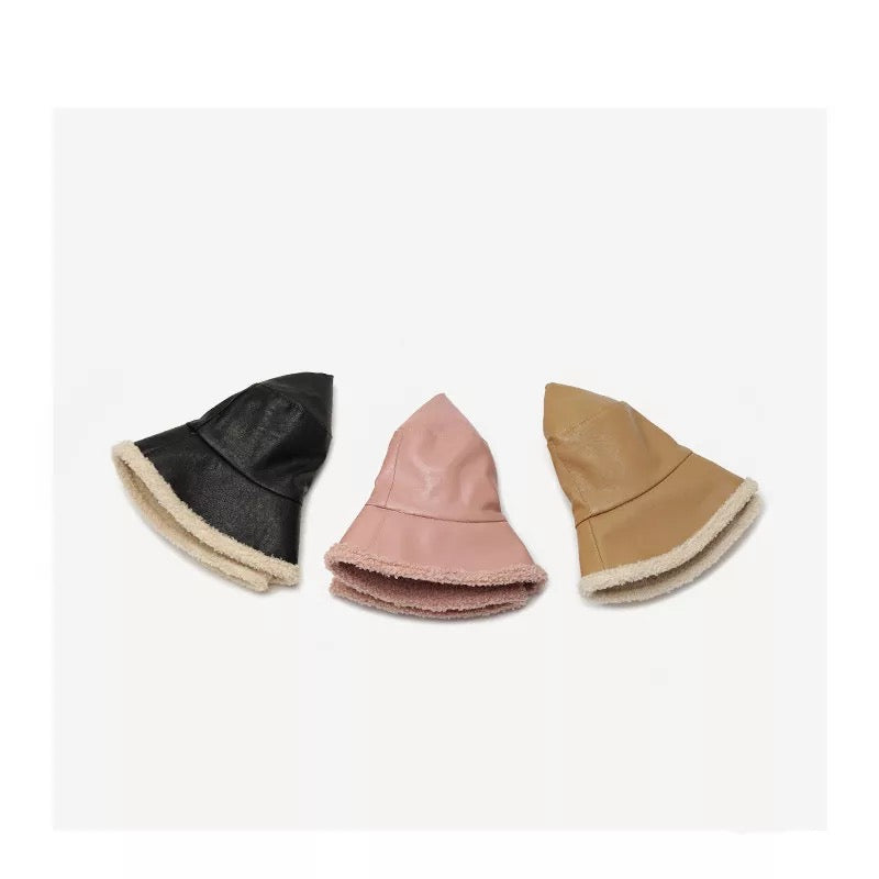 Winter Faux Leather Bucket Hat