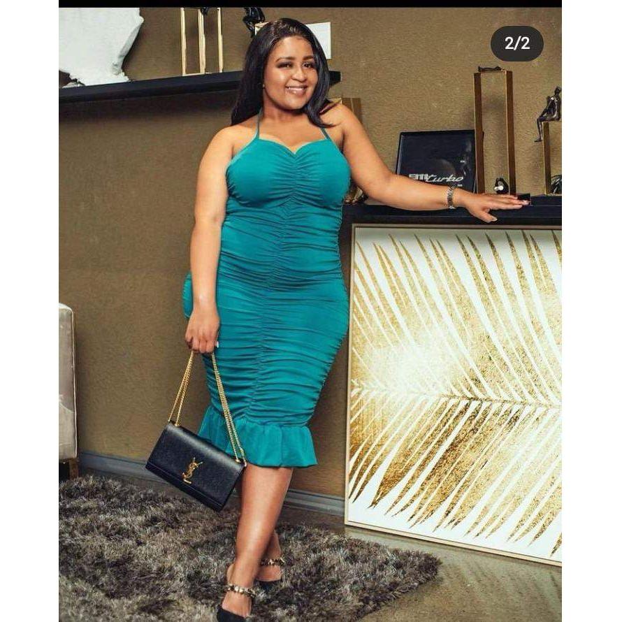 Halter Ruffle Party Midi Dress