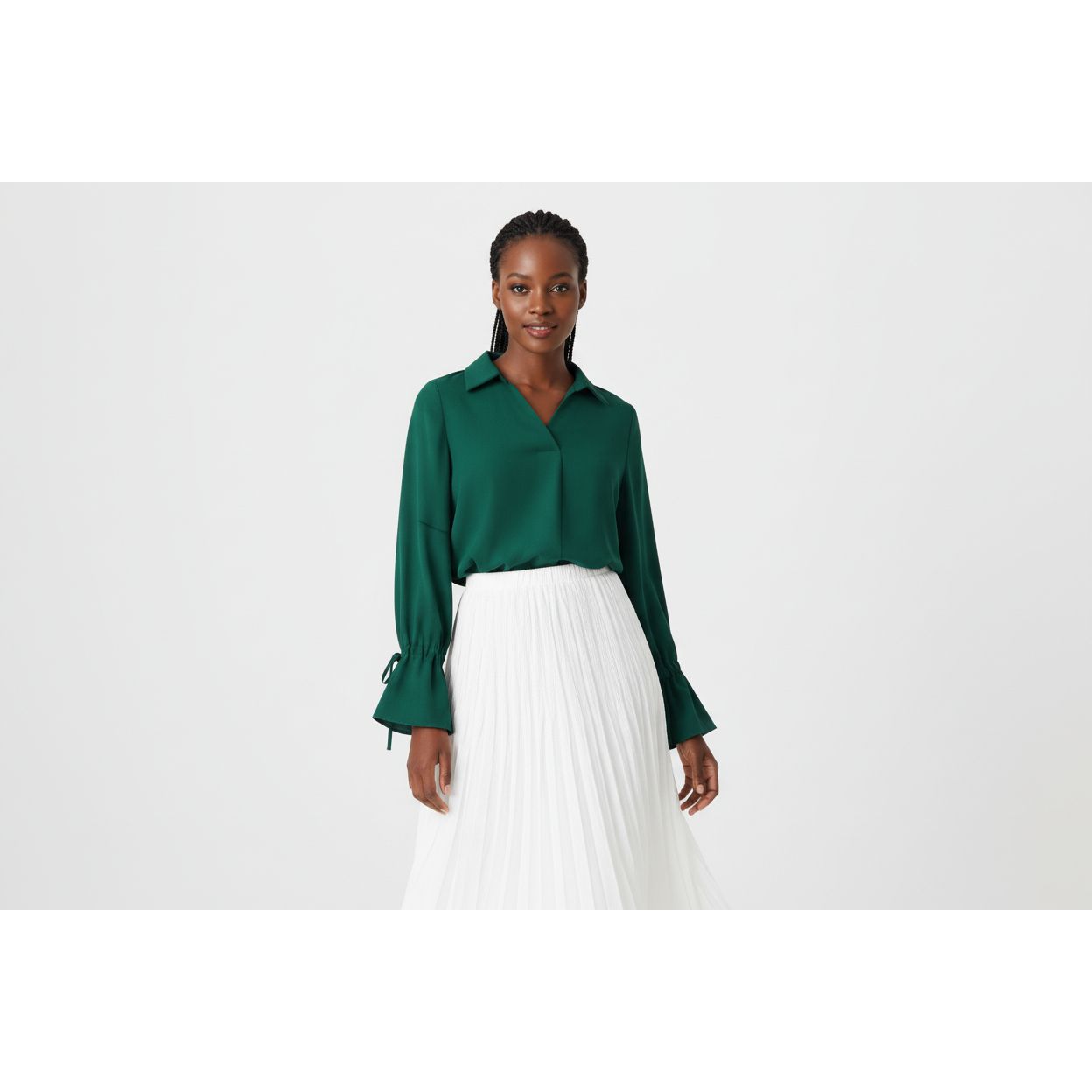 V-Neck Long Sleeve Blouse