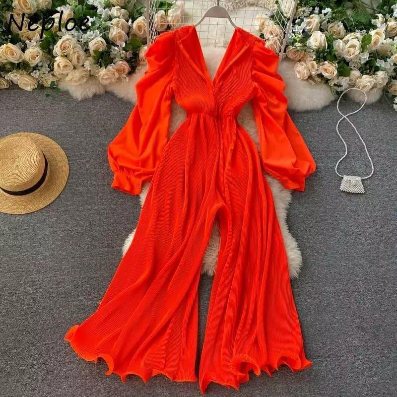 Neploe Vintage Sexy V-neck Jumpsuit