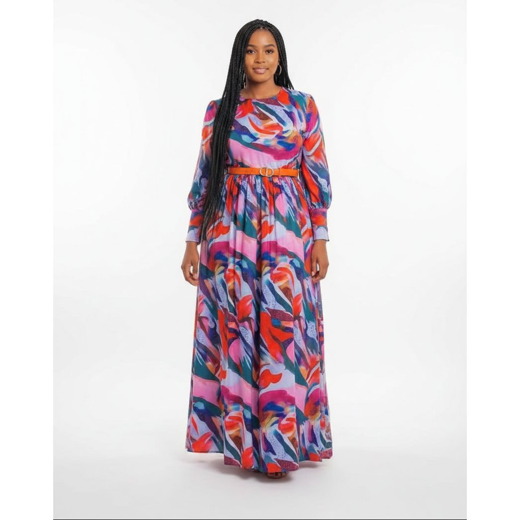 long sleeve floral maxi dress south africa Floral Print Long Sleeve Maxi Dress – YELLOW SUB TRADING