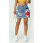 Print Distressed Denim Mini Skirt