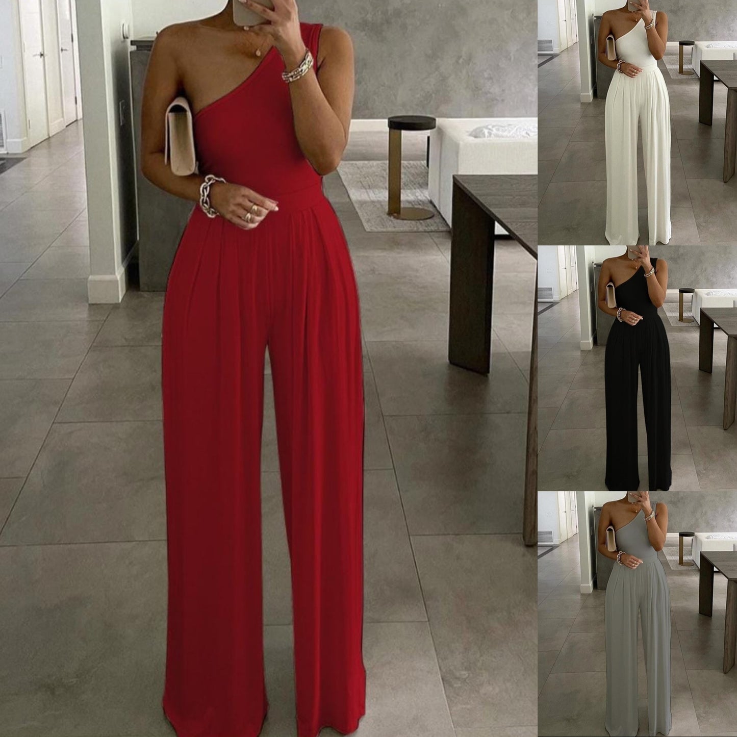 Wide Leg Pants and one Hand Bodysuit Set