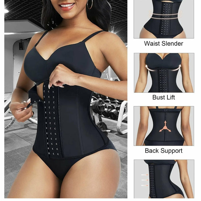 Zip and Clip Strapless Neoprene Waist Trainer with hooks and zipper