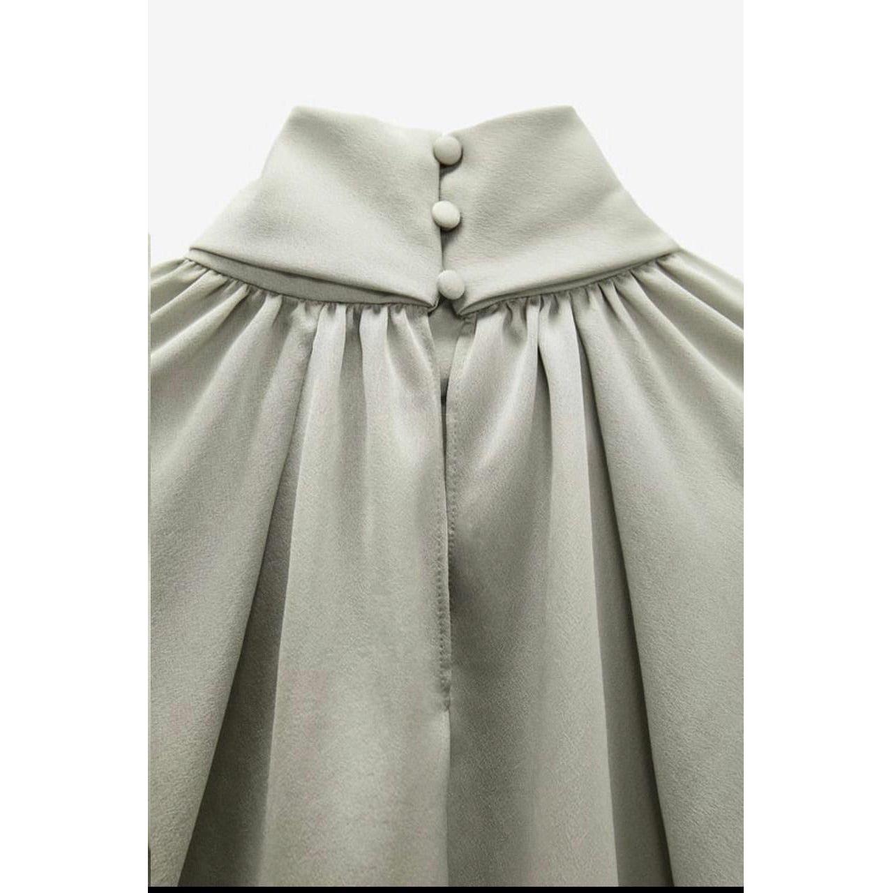 Long Sleeve Satin Blouse