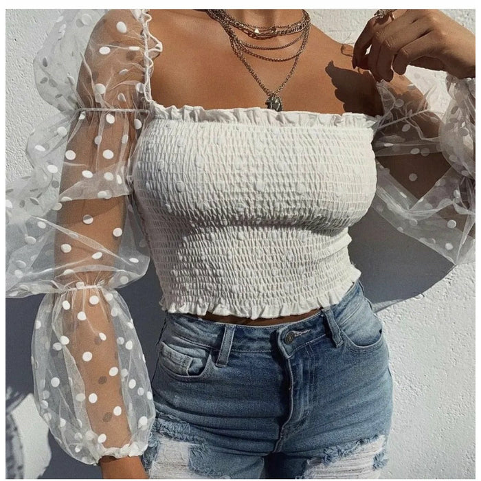 Sexy Mesh See-throughout  Blouse