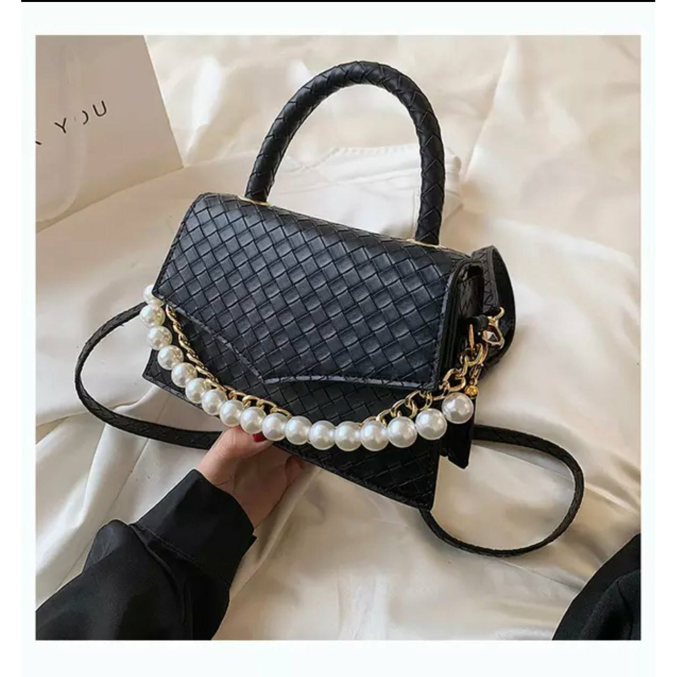 Pearl Chain Weave Tote Shoulder Messenger Bag