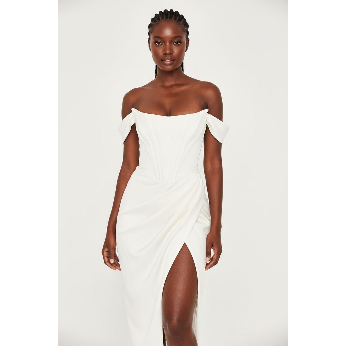 Satin Off Shoulder Dress Corset Dress