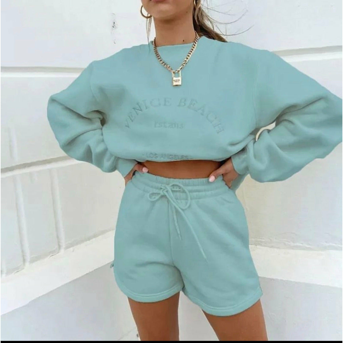 Latter Embroidered Top & Short Set