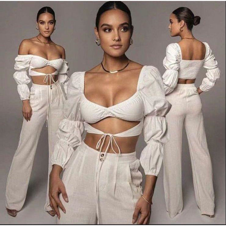 Sexy Long Sleeve V Neck Crop Top