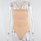 Sleeveless Chic Mesh Ruched Halter Bodysuit