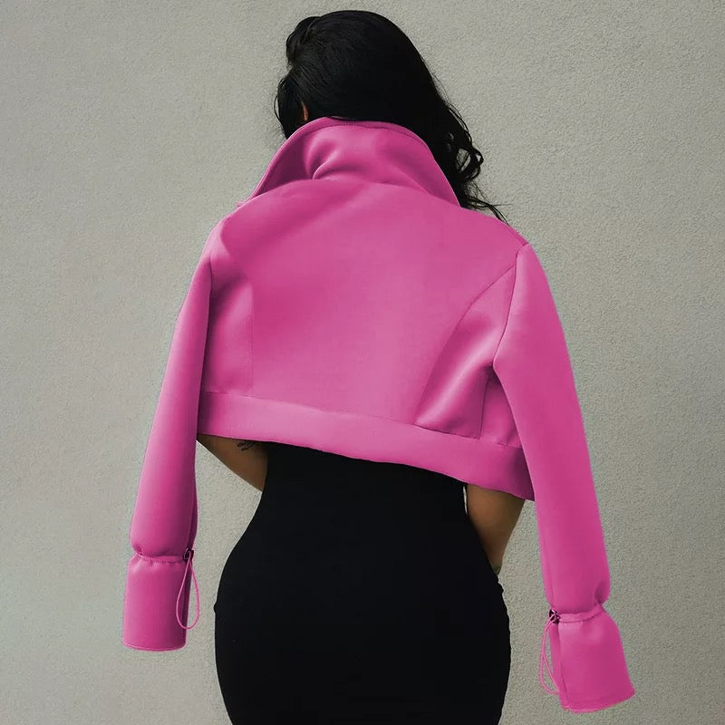 Turtleneck Buttons Cropped Jacket