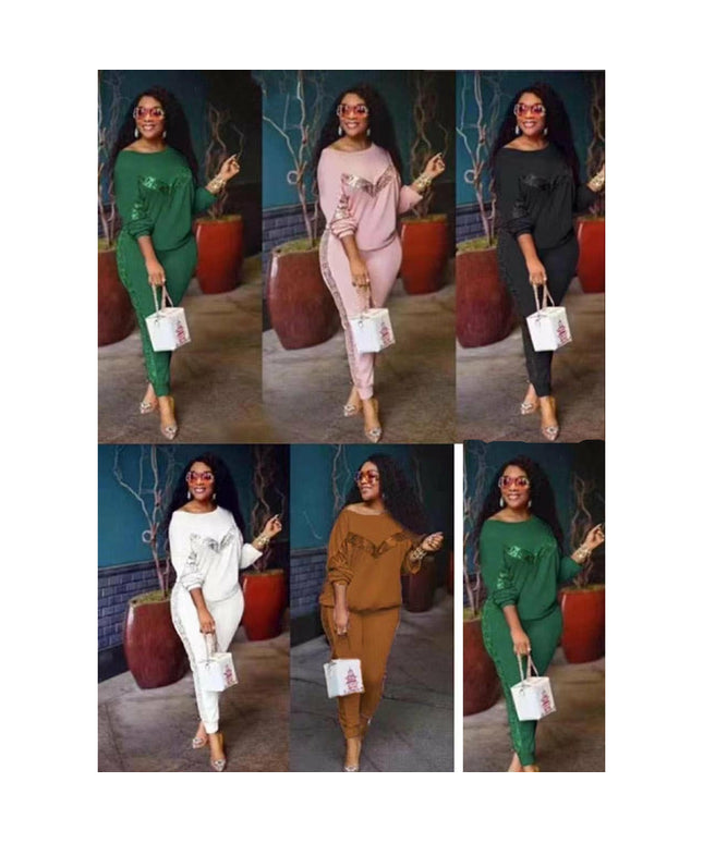 Sequin Long Sleeve Tracksuits Set