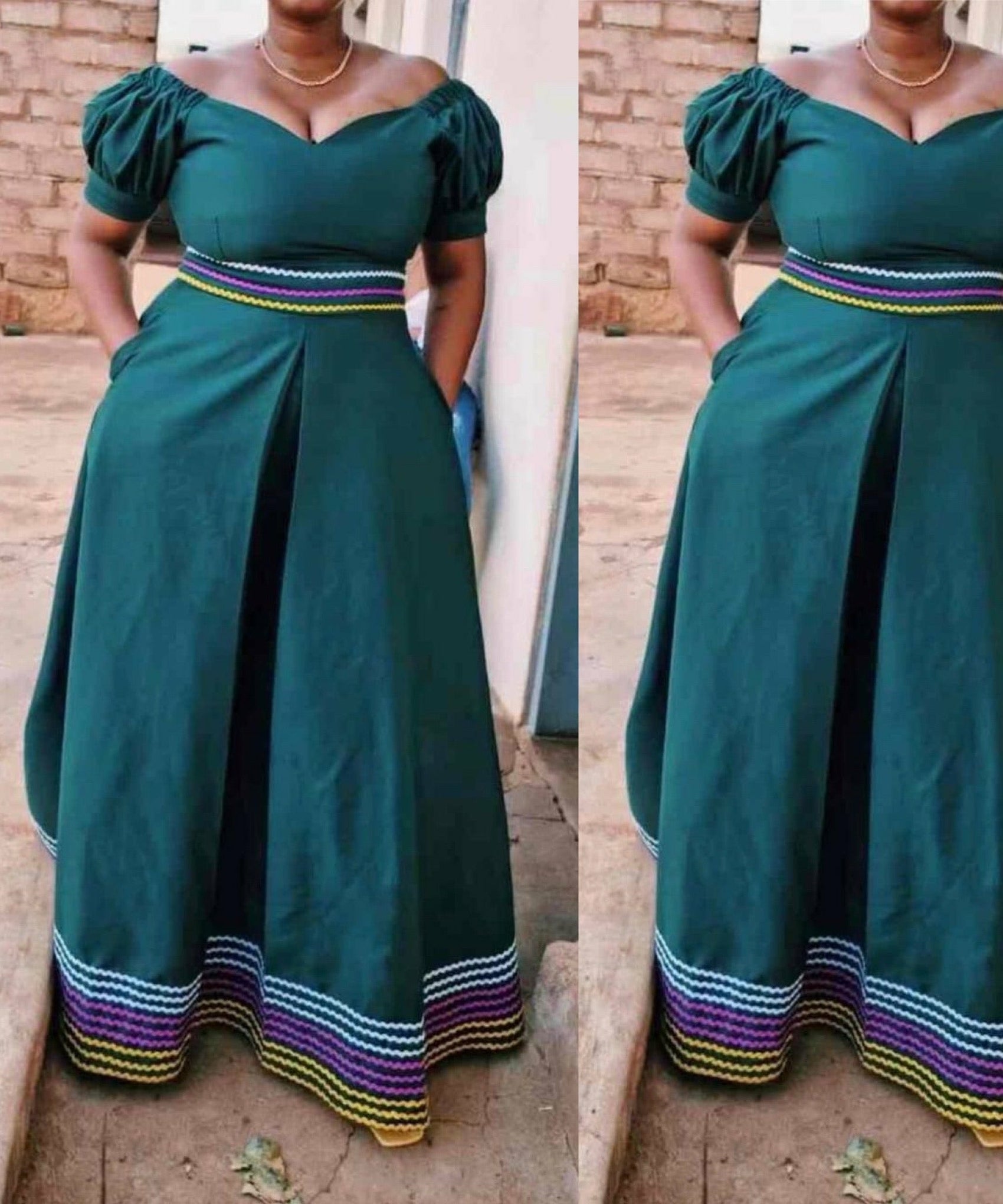 Round Neck 3 quart Sleeve Ankara Dress